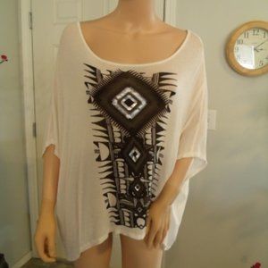 Gently Used-Black n Silver Aztec Asymmetrical Top